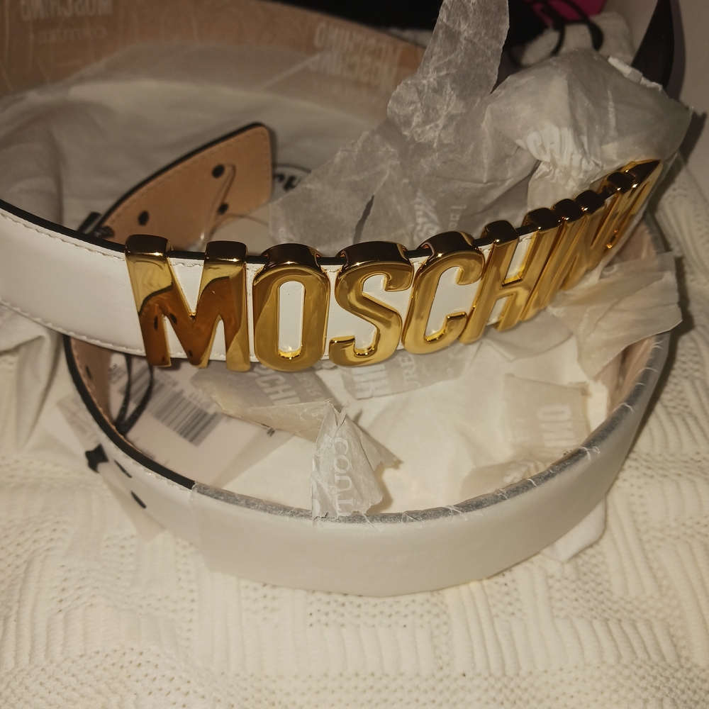 Moschino White and Gold Women's Belt